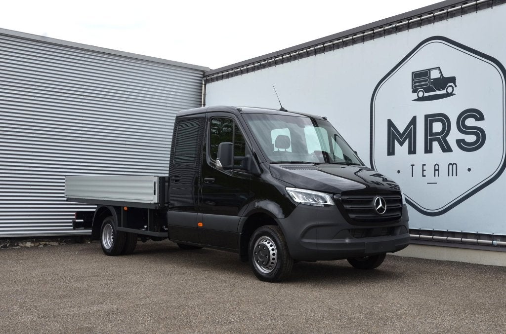 Mercedes Sprinter 519- Dubbelcab-Openlaadbak-Nieuw-49500+BTW, 4 deurs, Stof, Euro 6, Zwart