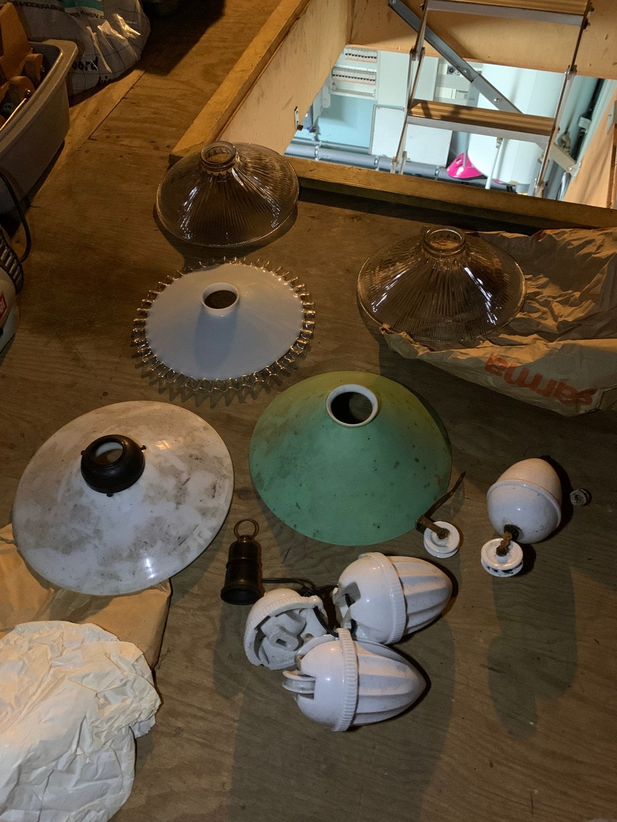 5 vintage lampekapjes., Antiek en Kunst, Ophalen