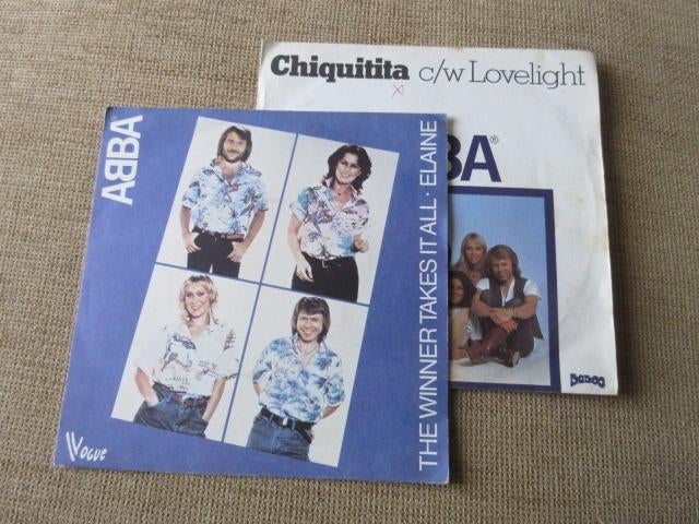 Lot 2x Vynils 45t Abba Chiquitita & The winner takes it all, Gebruikt, 7 inch, Single, Ophalen of Verzenden