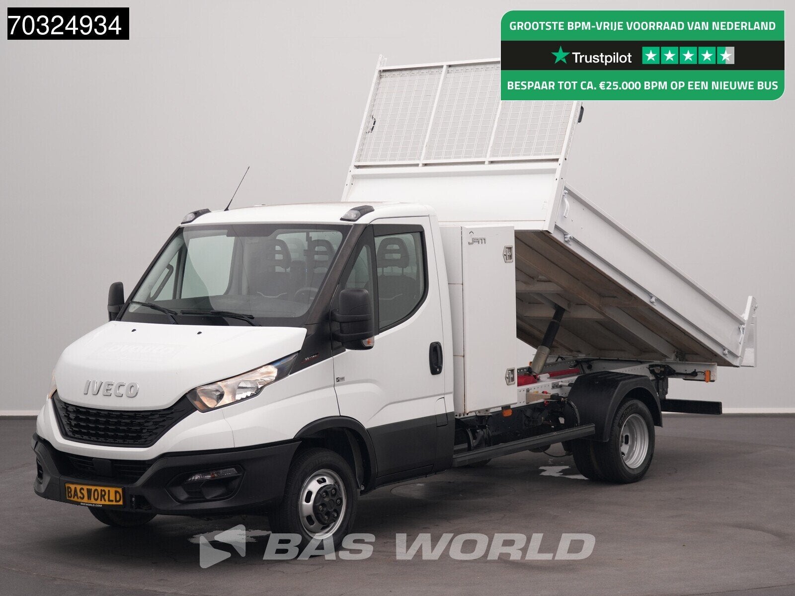 Iveco Daily 35C16 3.0L Kipper Dubbellucht 3,5t Trekhaak Navi, Stof, Gebruikt, Euro 6, 4 cilinders