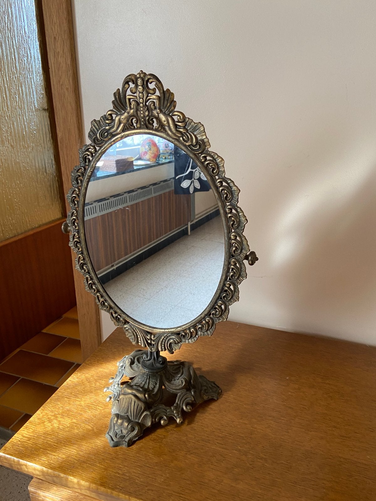 VINTAGE TAFELSPIEGEL BAROK STIJL, Antiquités & Art, Antiquités | Miroirs, Enlèvement