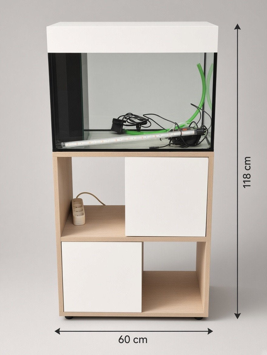 Aquarium moderne 60 cm avec meuble et équipements complets /, Animaux & Accessoires, Enlèvement, Plantes incluses, Comme neuf