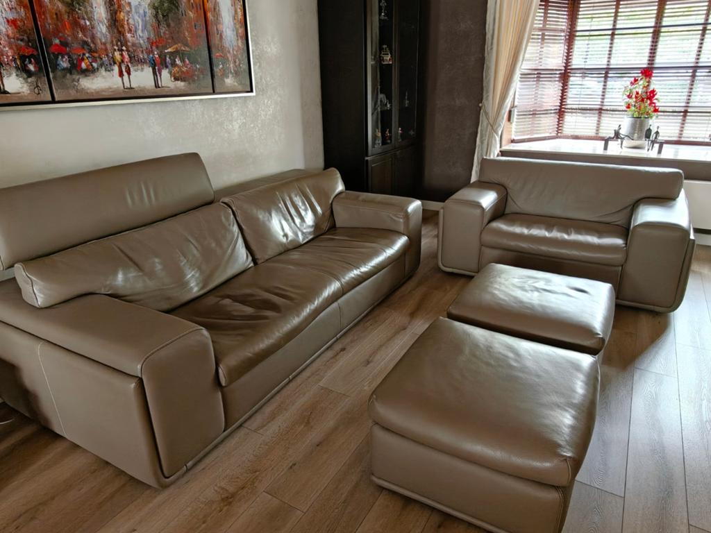 Lederen salon - buffelleder, Huis en Inrichting, Ophalen