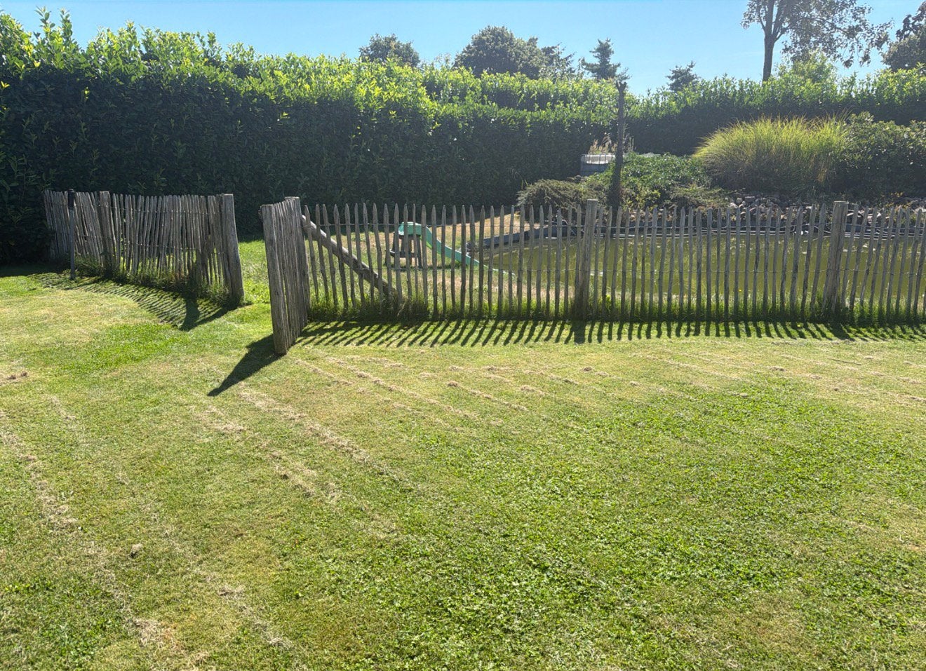Clôture en châtaignier français de 39 m portail, Enlèvement, Bois