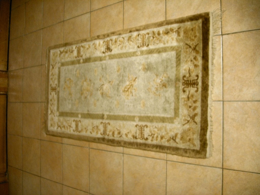Een handgeknoopt Chinees zijden tapijt., Grijs, 100 tot 150 cm, Zo goed als nieuw, Chinees