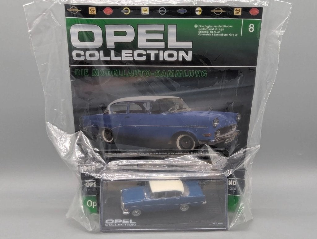 1:43 Opel Collection 8 Opel Rekord P1 blauw 1957-1960, Ophalen of Verzenden, Zo goed als nieuw, Auto, Overige merken