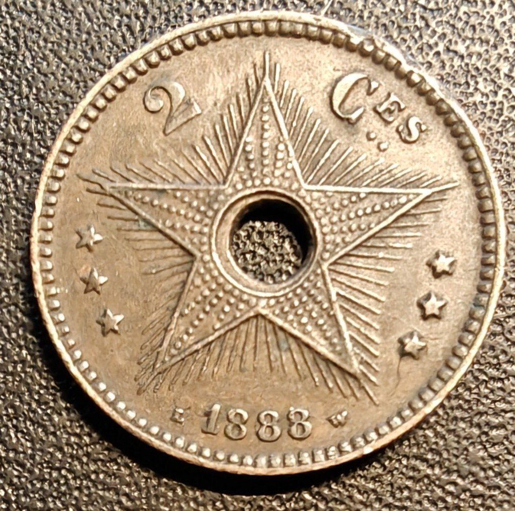 2 ct Belgisch congo 1888 Leopold 2, Ophalen, Munten