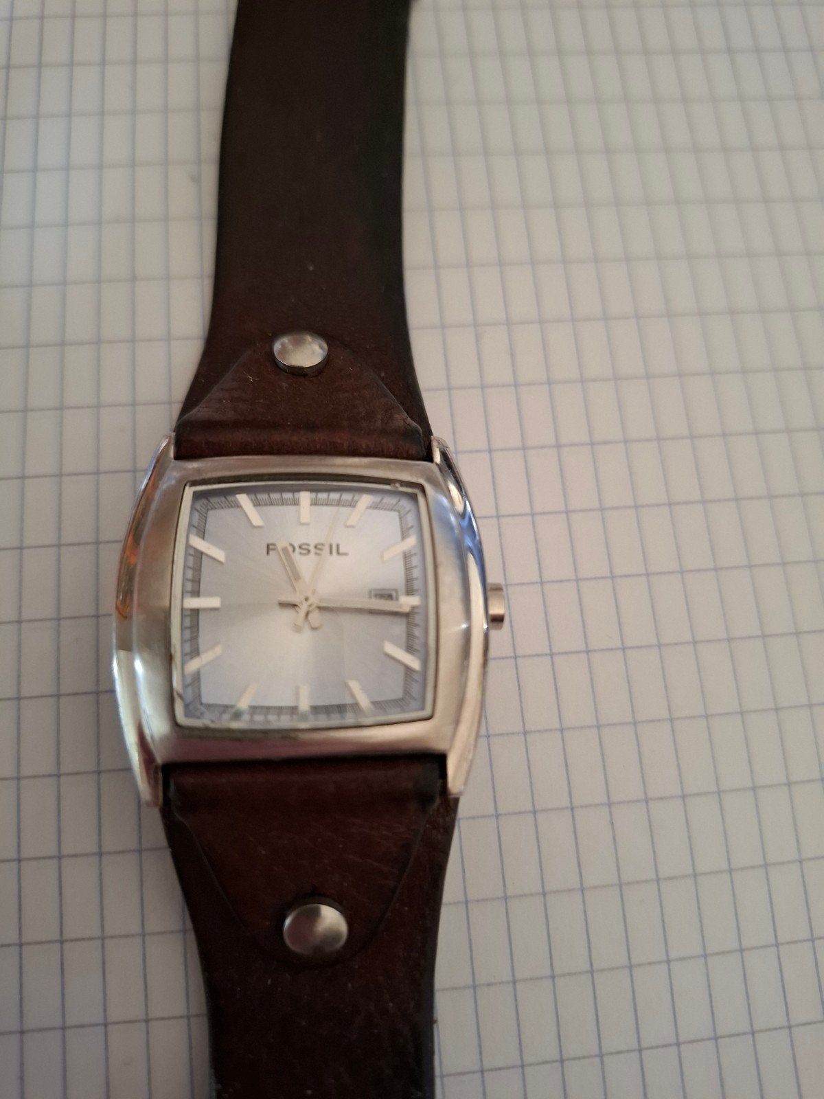 Fossil horloge: uurwerk in goede staat, bandje versleten, Ophalen