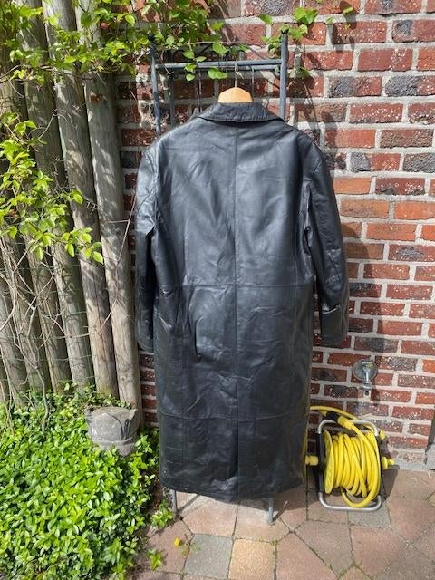 Lange zwarte lederen jas - Size L, Kleding | Heren, Zwart, Nieuw, Ophalen of Verzenden, Andere