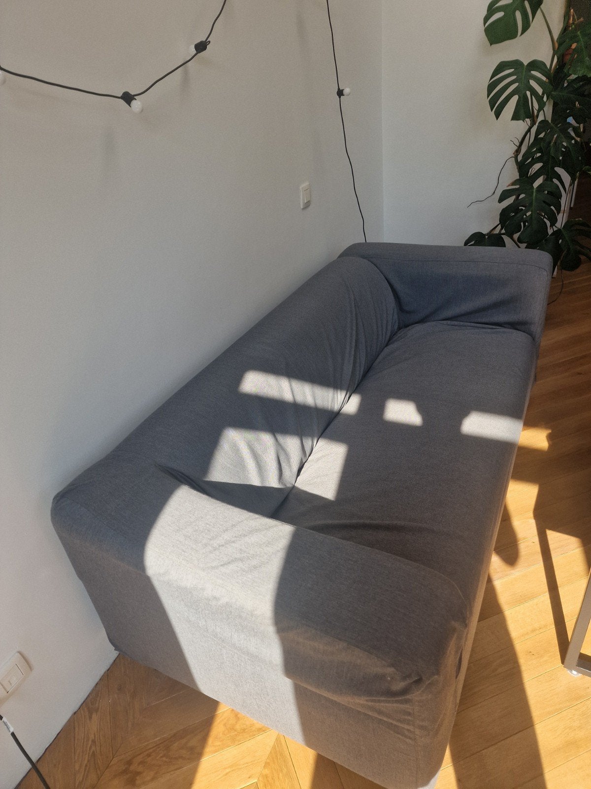 Grijze zetel - gebruikt, Huis en Inrichting, Zetels | Zetels, Ophalen, Gebruikt, 150 tot 200 cm, Tweepersoons