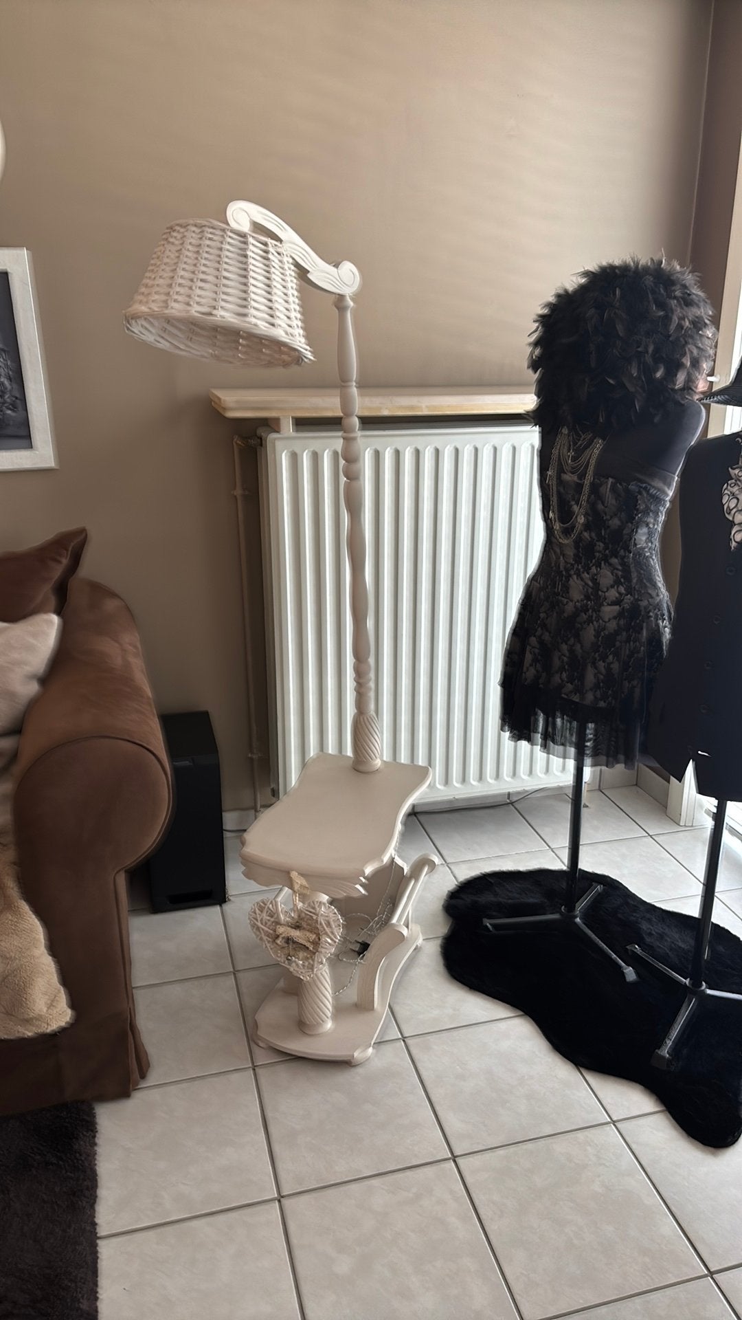 Vintage krantenhouder met lampenkap, Huis en Inrichting, Ophalen, Gebruikt, Vintage