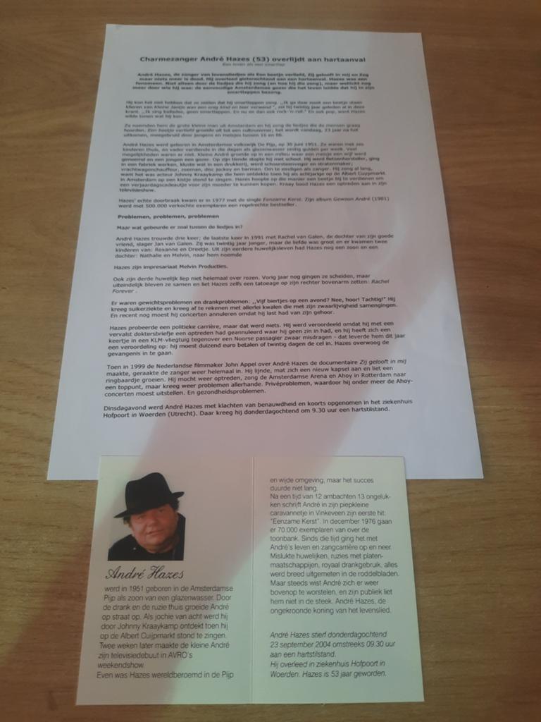 Herdenkings prentje andré hazes, Enlèvement