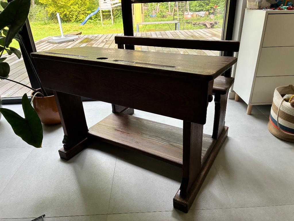 Bureau - schoolbank kind, Maison & Meubles, Bureaux, Bureau d'écolier, Vintage, 100 cm, Bois