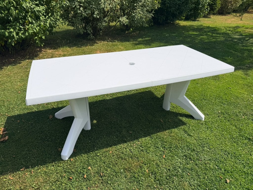 TABLE DE JARDIN EN RESINE BLANCHE, Jardin & Terrasse, Enlèvement, Comme neuf, Rectangulaire, Plastique
