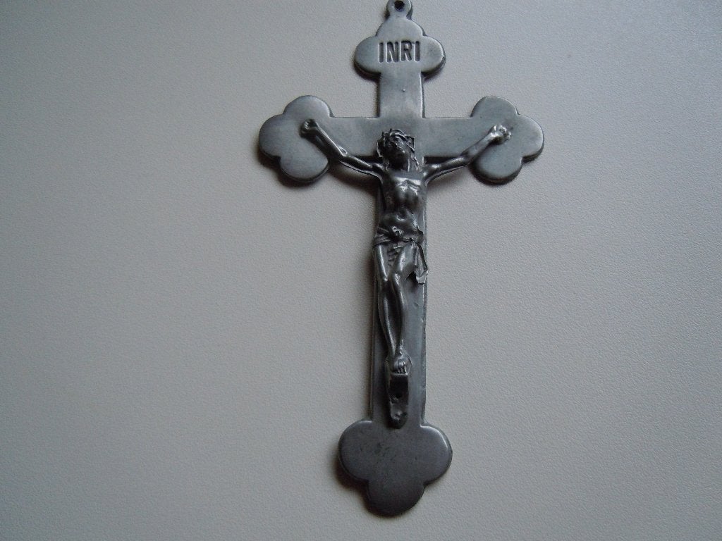 Tinnen kruisje., Antiek en Kunst, Ophalen