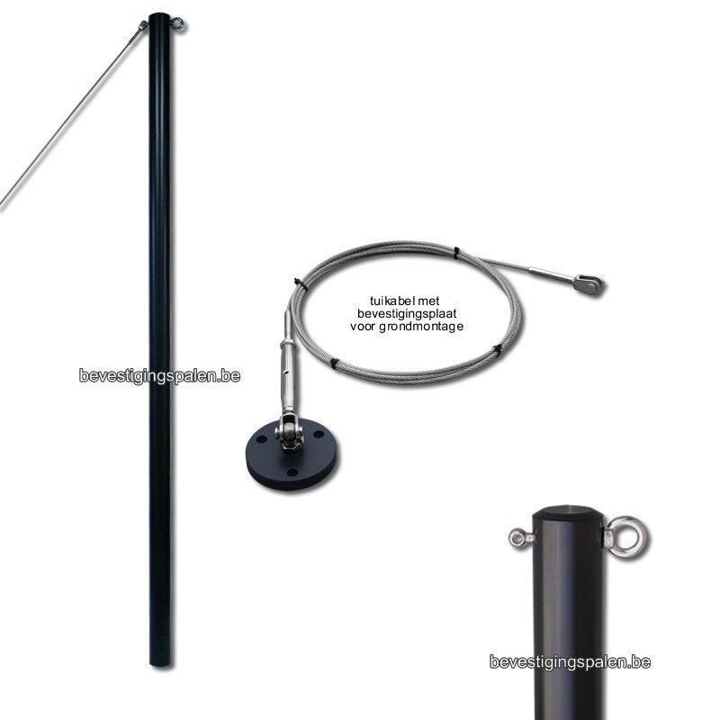 RVS standaard bevestigingspaal Heavy Duty met tuikabel, Enlèvement, Neuf