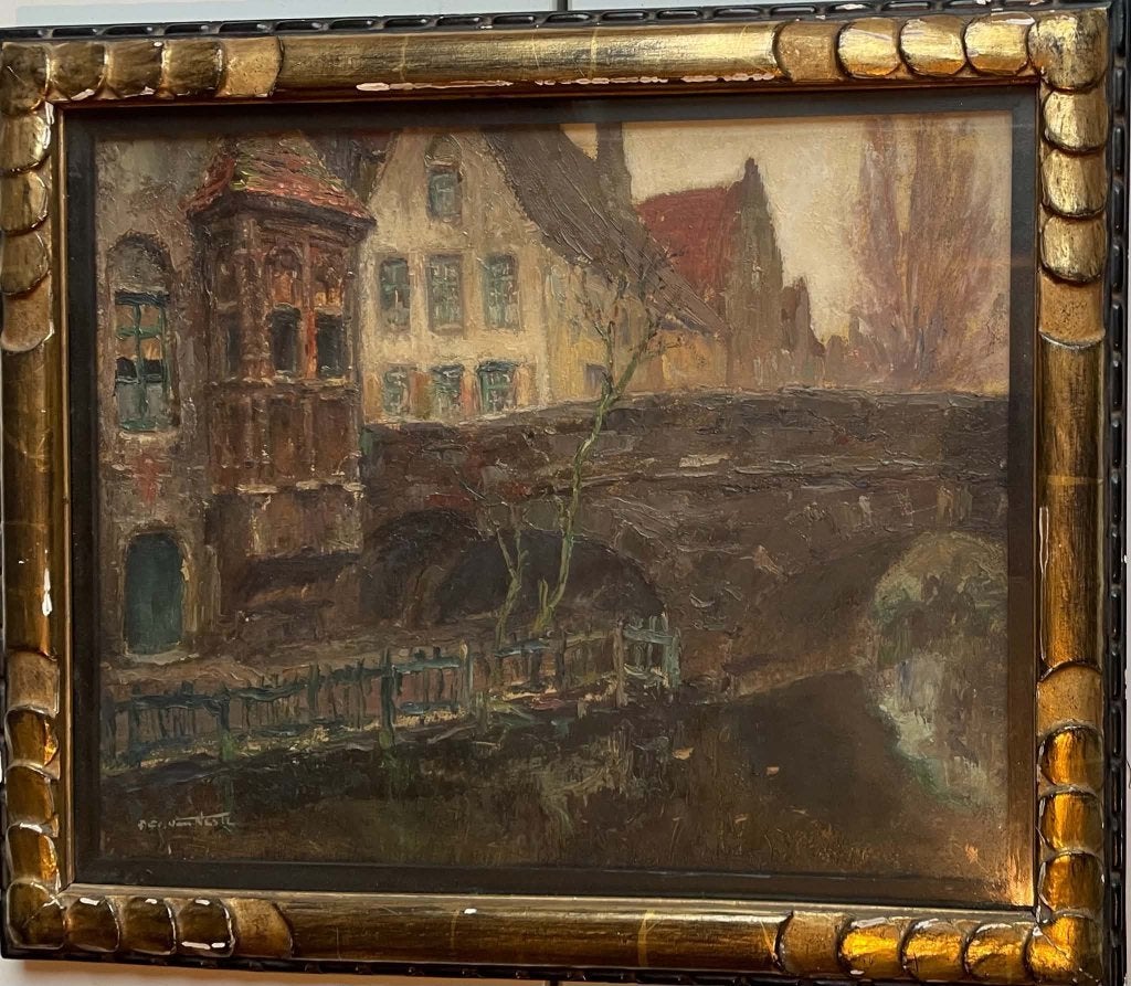 Peinture d'Alfred Van Neste (1874-1969) - Bruges, Antiquités & Art, Enlèvement, Sous verre