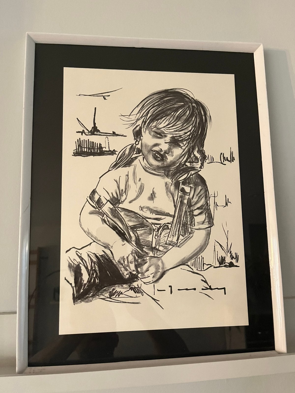 Ingekaderde lithografie Stefaan Tessely, Antiek en Kunst, Kunst | Tekeningen en Fotografie, Tekening, Gemengde techniek, Ophalen of Verzenden