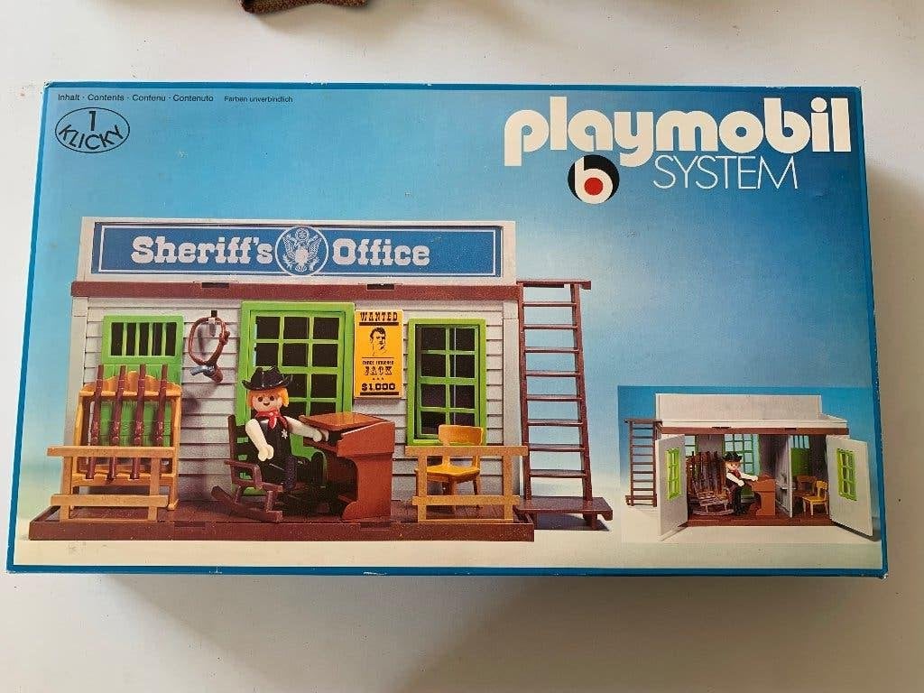 Vintage playmobil OVP western sheriff office 3423, Neuf, Bâtiment, Autres séries, Kit complet