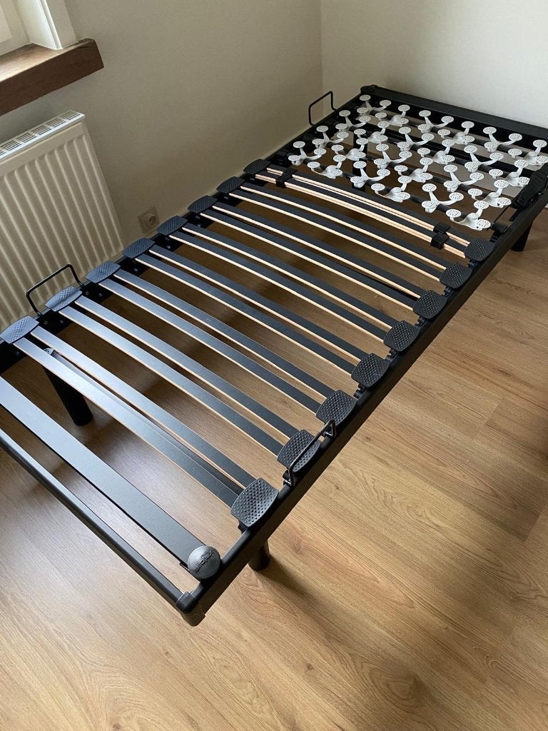 Kwalitatieve Lattoflex 1-Persoons Bodem (90 cm) op Poten, Ophalen, Nieuw, 90 cm, Matras