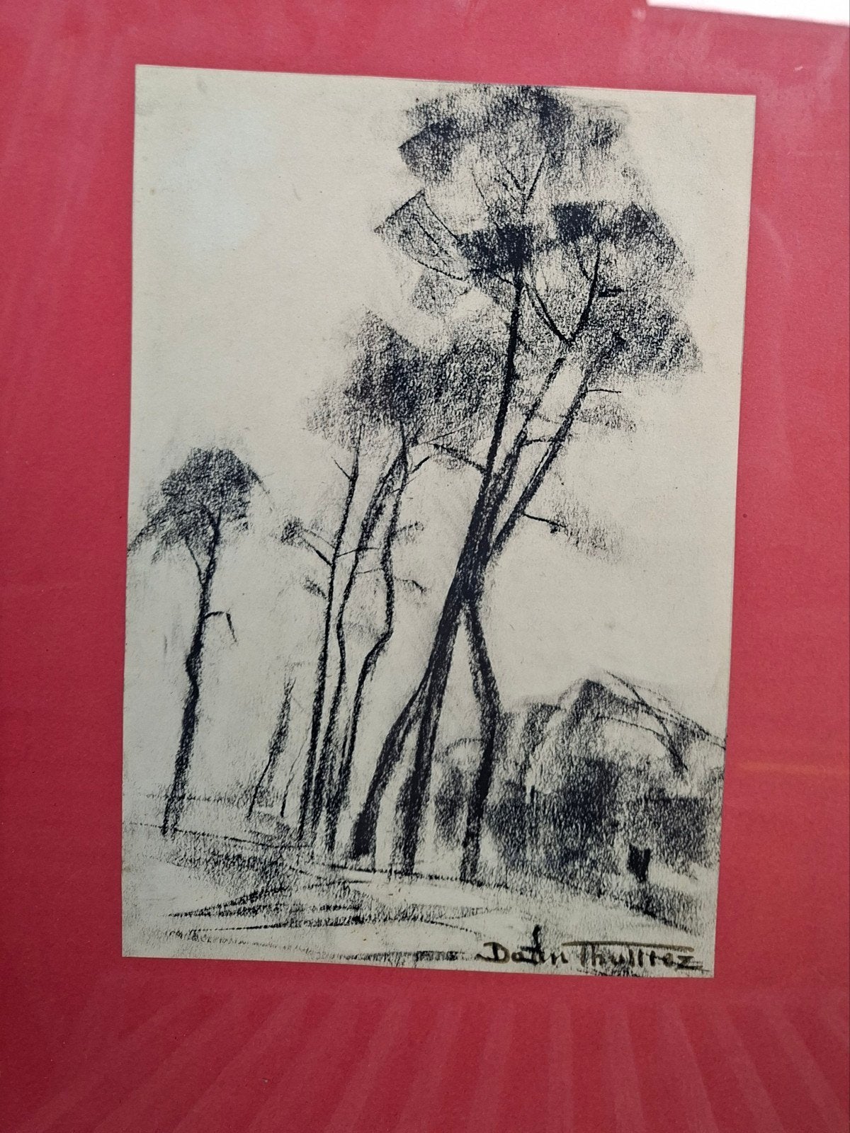 THULLIEZ Daan "Hoge bomen" houtskooltekening, Ophalen of Verzenden, Tekening, Houtskooltekening