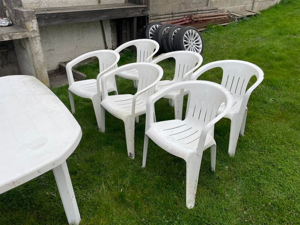 Table et chaises de jardin, Ophalen, Gebruikt, Plastic