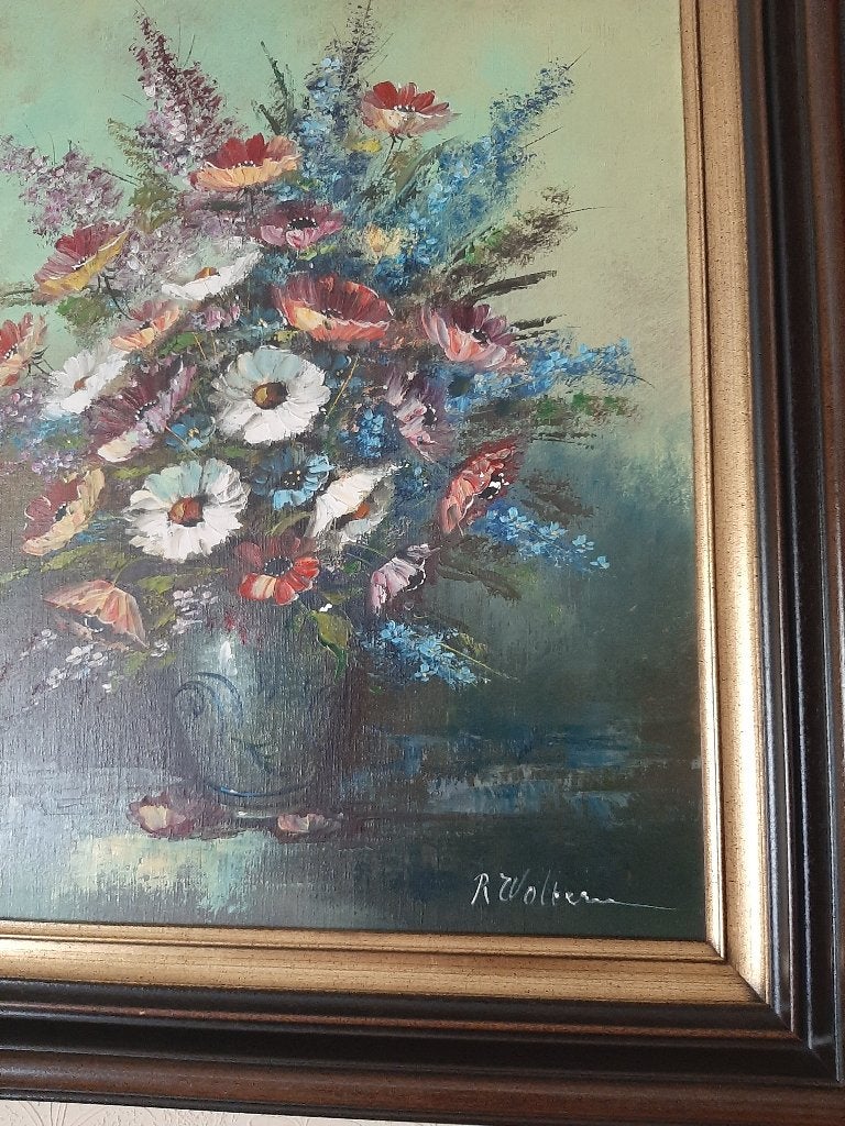 Schilderij, Ophalen, Achter glas, Bloemen