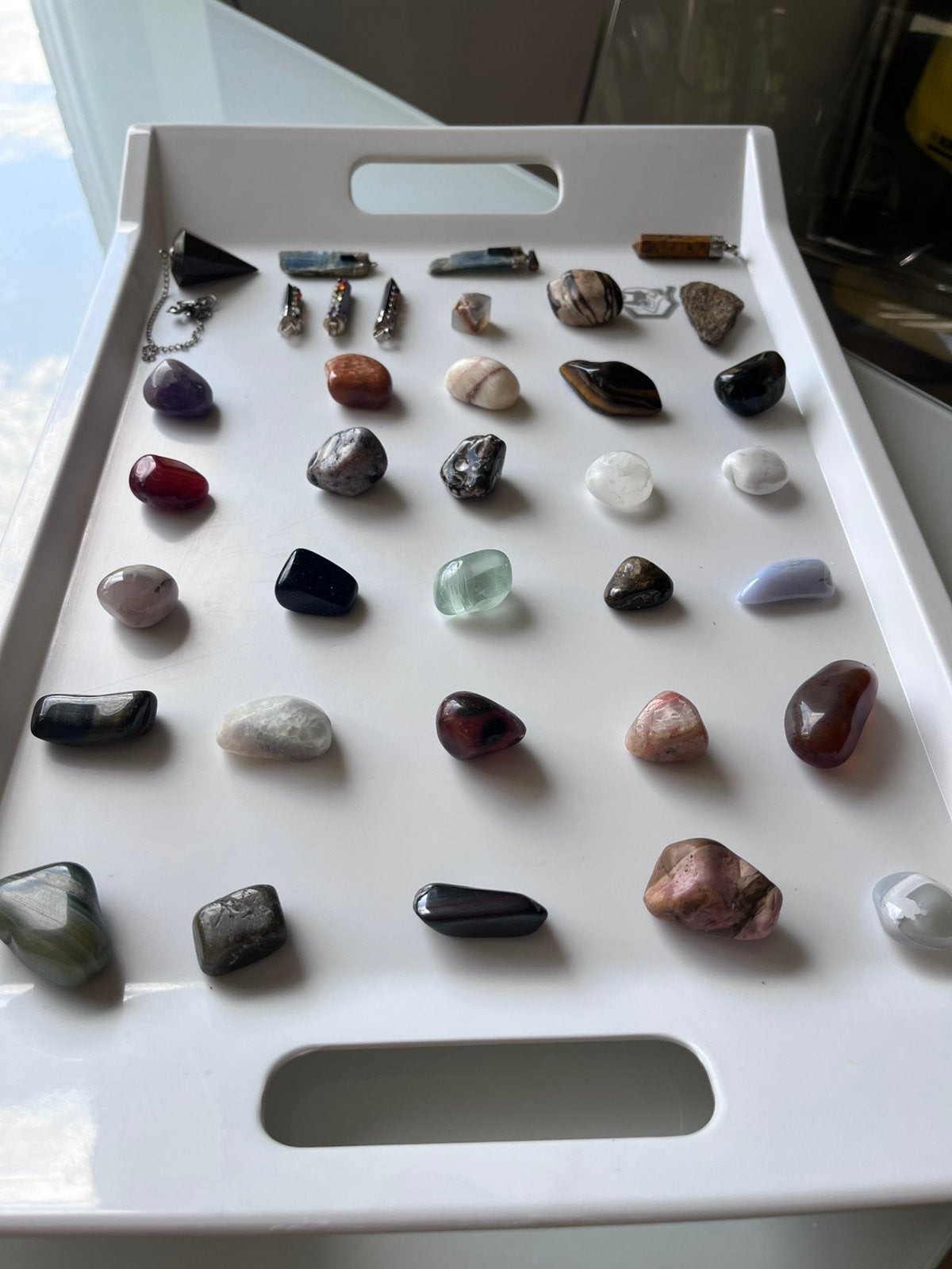 Lot de pierres naturelles, cristaux et pendentifs, Enlèvement, Utilisé