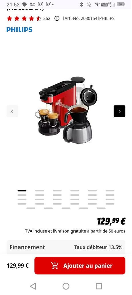 Senseo. Double tasse ou cafetière., Electroménager, Cafetières, Cafetière