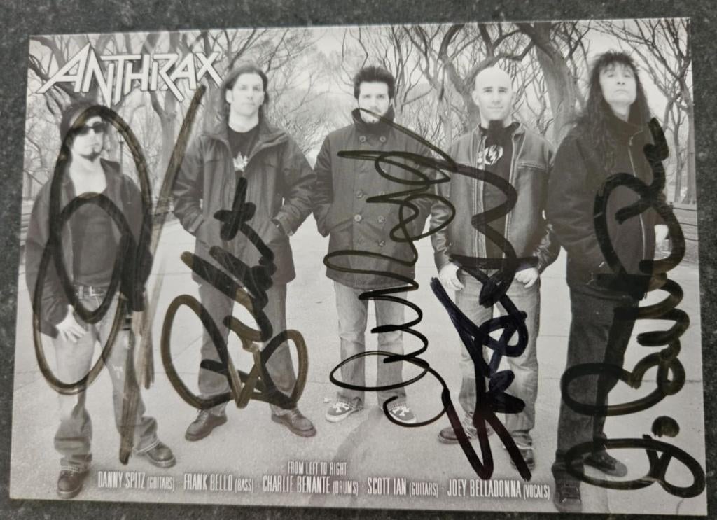 ANTHRAX : fankaart gesigneerd door alle bandleden op GMM '05, Ophalen, Zo goed als nieuw, Foto of Kaart, Gesigneerd
