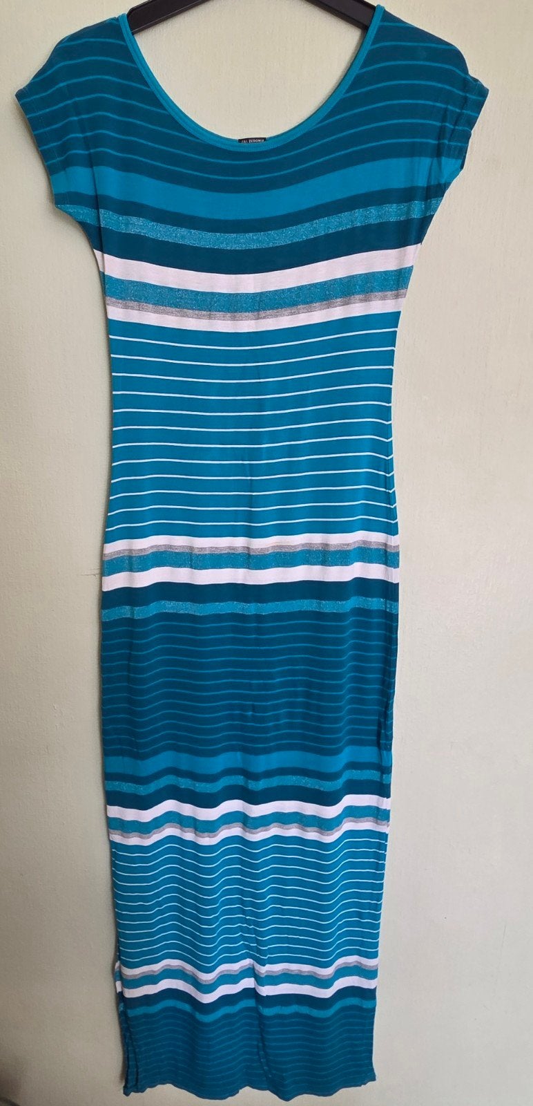 Lange jurk met horizontale strepen van Calzedonia, maat S, Blauw, Calzedonia, Ophalen of Verzenden, Maat 36 (S)