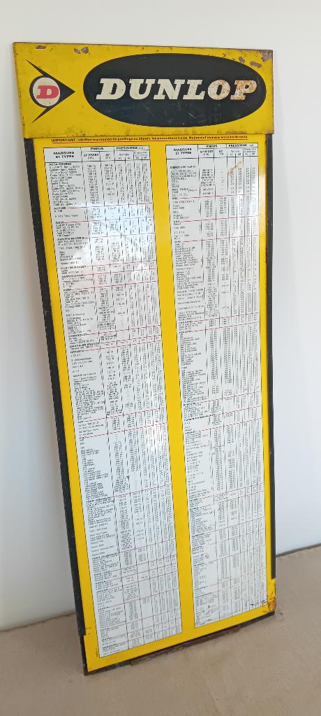 Reclamebord bandenspanning DUNLOP 1973, Verzamelen, Ophalen of Verzenden, Gebruikt, Reclamebord