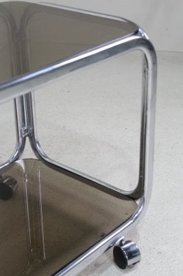 Vintage salontafel rookglas chroom, Ophalen of Verzenden