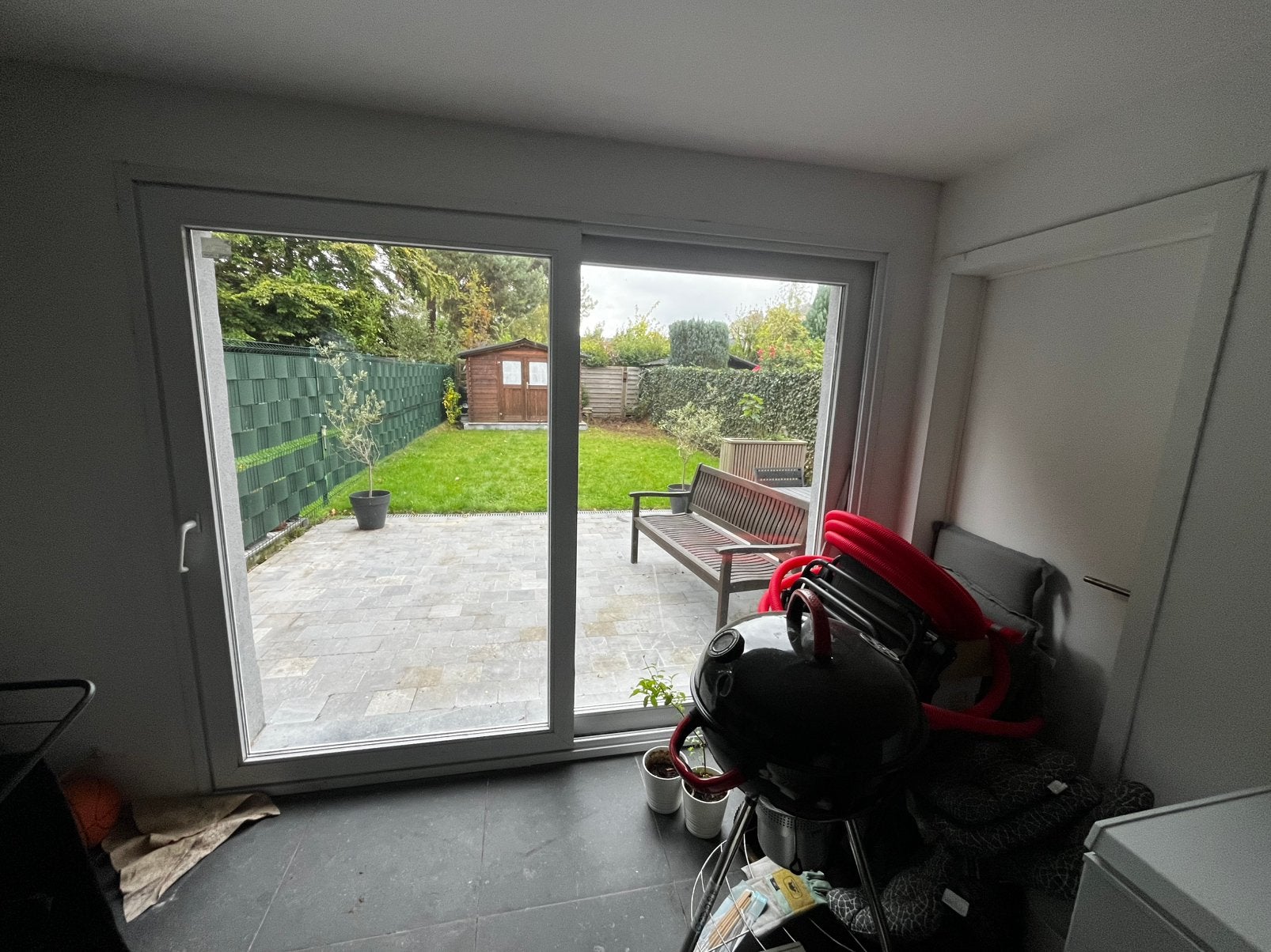 Schuif Deur van Pvc, Ophalen, Kunststof, Gebruikt, Inclusief glas