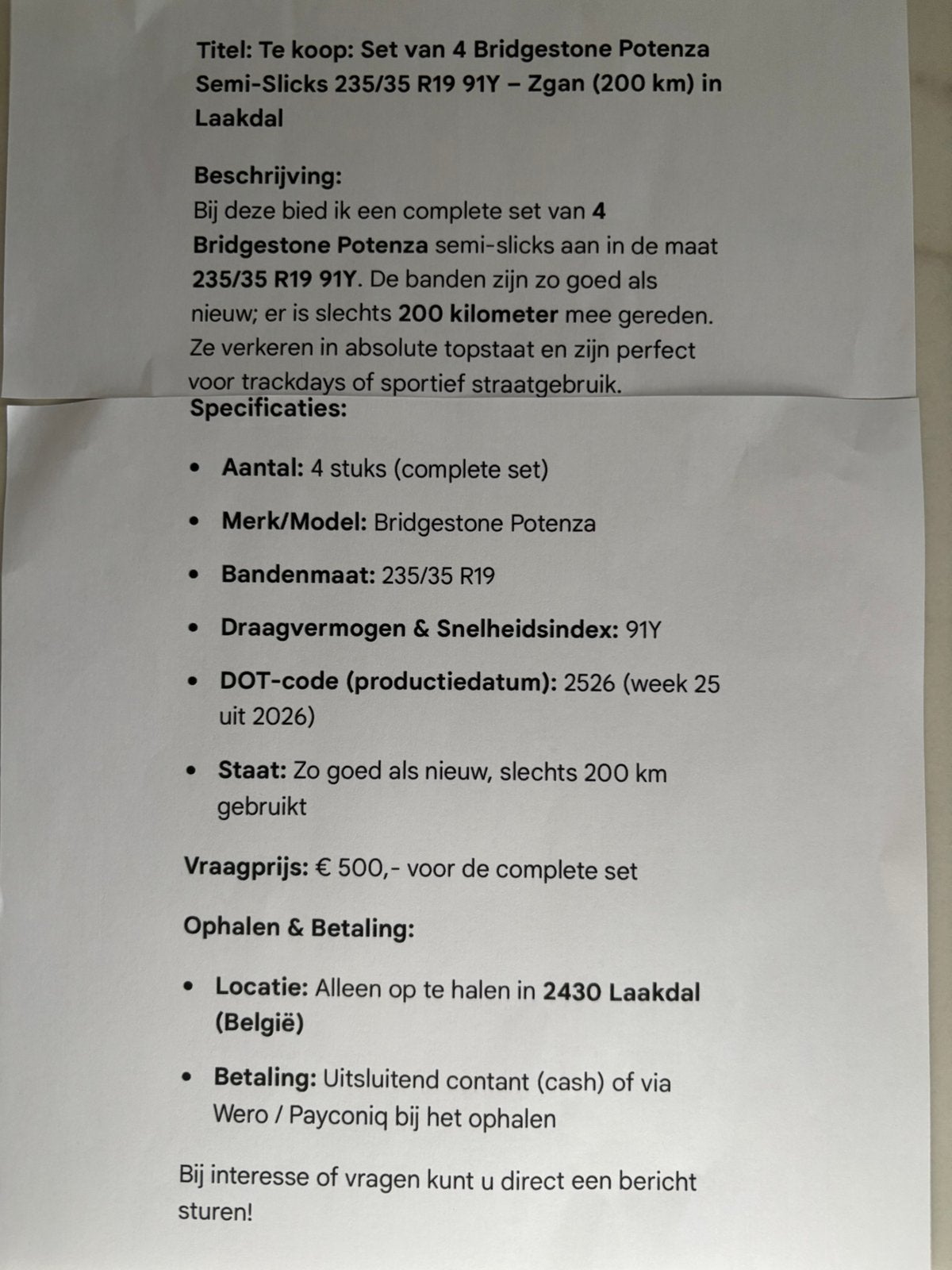 Banden te koop van GTI Clubsport 50 Editie, Auto-onderdelen, Ophalen, Band(en)