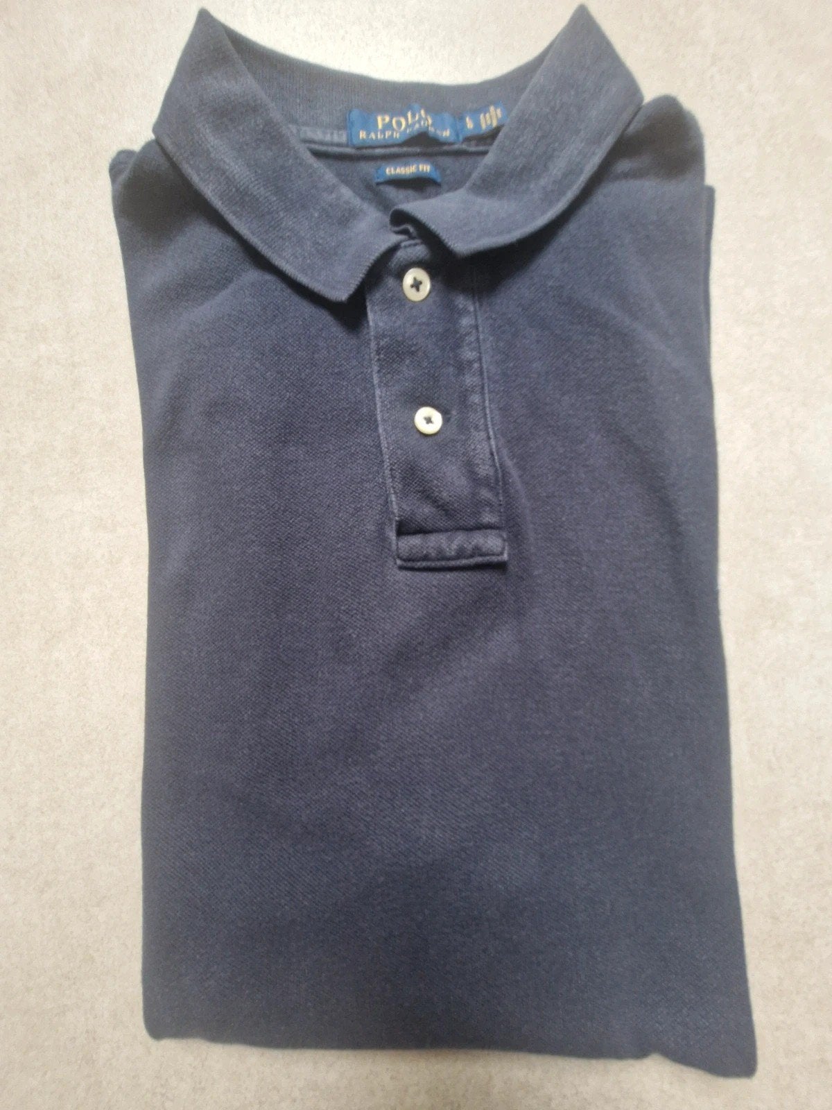 Chemise Ralph Lauren coupe classique bleu marine L, Enlèvement ou Envoi, Polo Ralph Lauren, Bleu, Taille 52/54 (L)