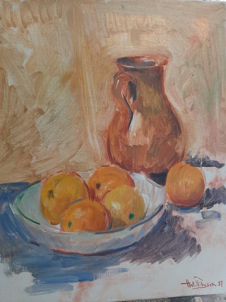 STILLEVEN van Anton Pilyser    50x40, Antiek en Kunst, Doek, Stilleven, Impressionistisch, Ophalen of Verzenden