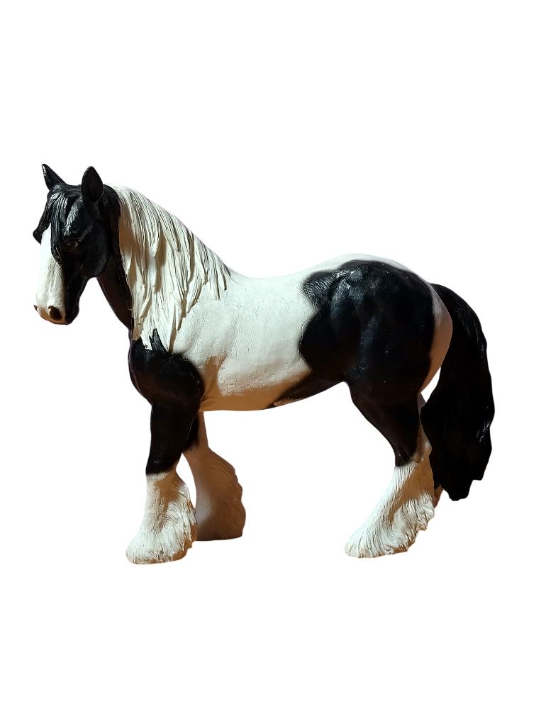 Cheval Gypsy Cob noir et blanc Collection Leonardo 14cm, Enlèvement, Comme neuf, Animal