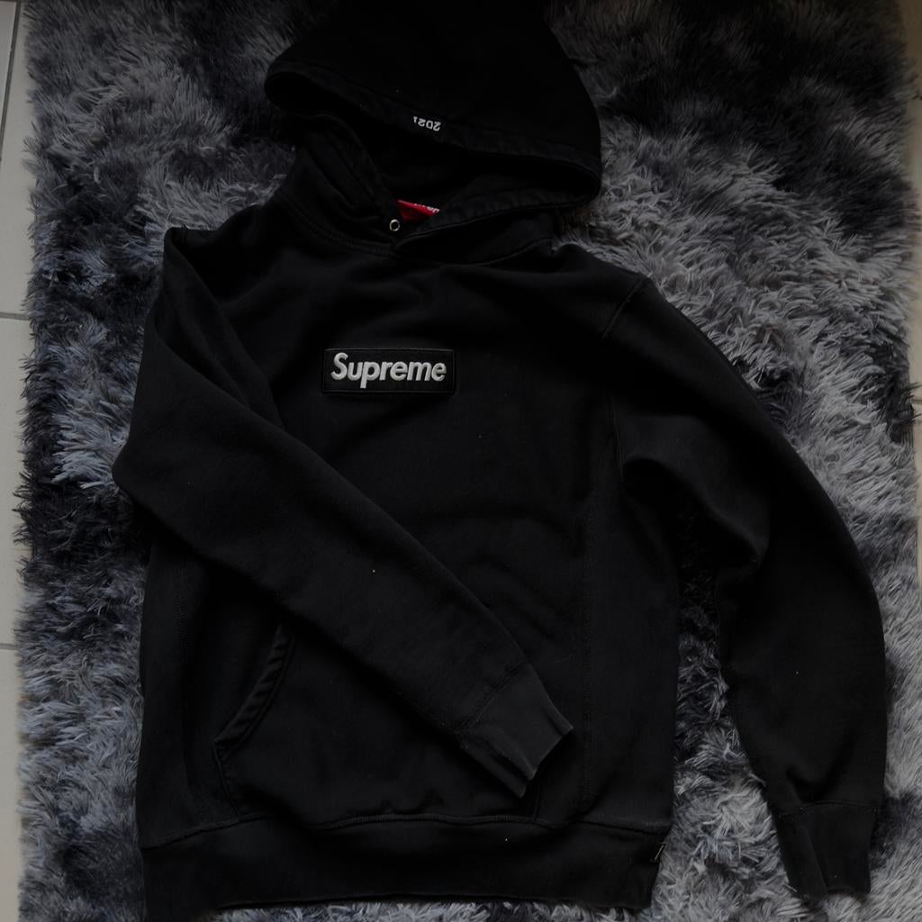 Supreme box logo hoodie, Verzenden, Zo goed als nieuw, Maat 46 (S) of kleiner, Zwart