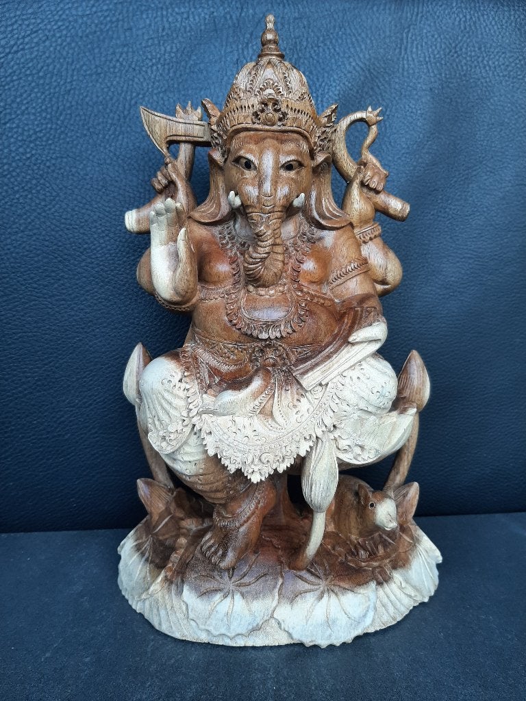 Statue en bois de Ganesh/Ganapati fait main/Inde/Asie, Antiquités & Art, Art | Art non-occidental, Bois, Indonésie, Sculpture sur bois