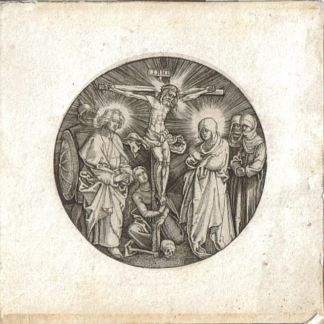 Onvermelde Maker 19e eeuw naar Albrecht Dürer ets "INRI", Antiek en Kunst, Ophalen, Religie, Ets, 1800 - 1899