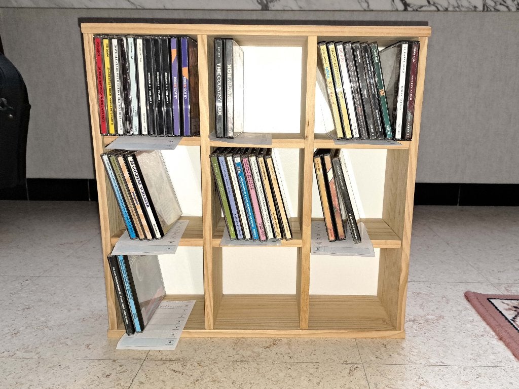 CD-rekje (blank hout), Huis en Inrichting, Ophalen, 75 tot 150 discs, Zo goed als nieuw, Cd's