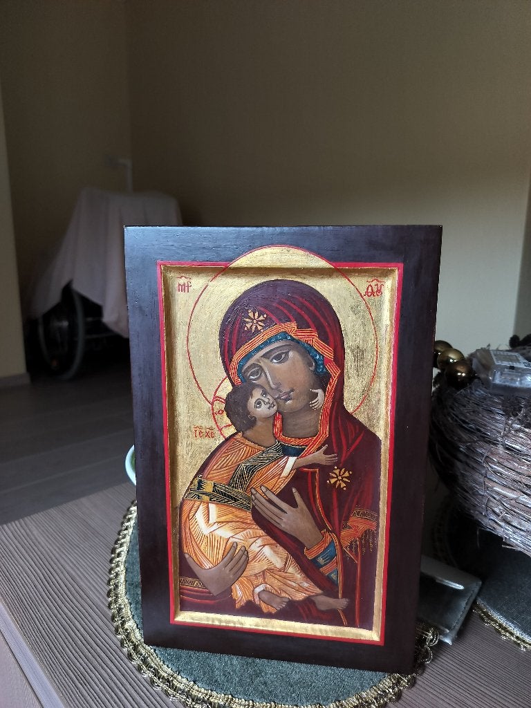 Schilderijtje Madonna met kind, Antiquités & Art, Art | Peinture | Classique, Peint à la main, Portrait ou Personnes, Panneau
