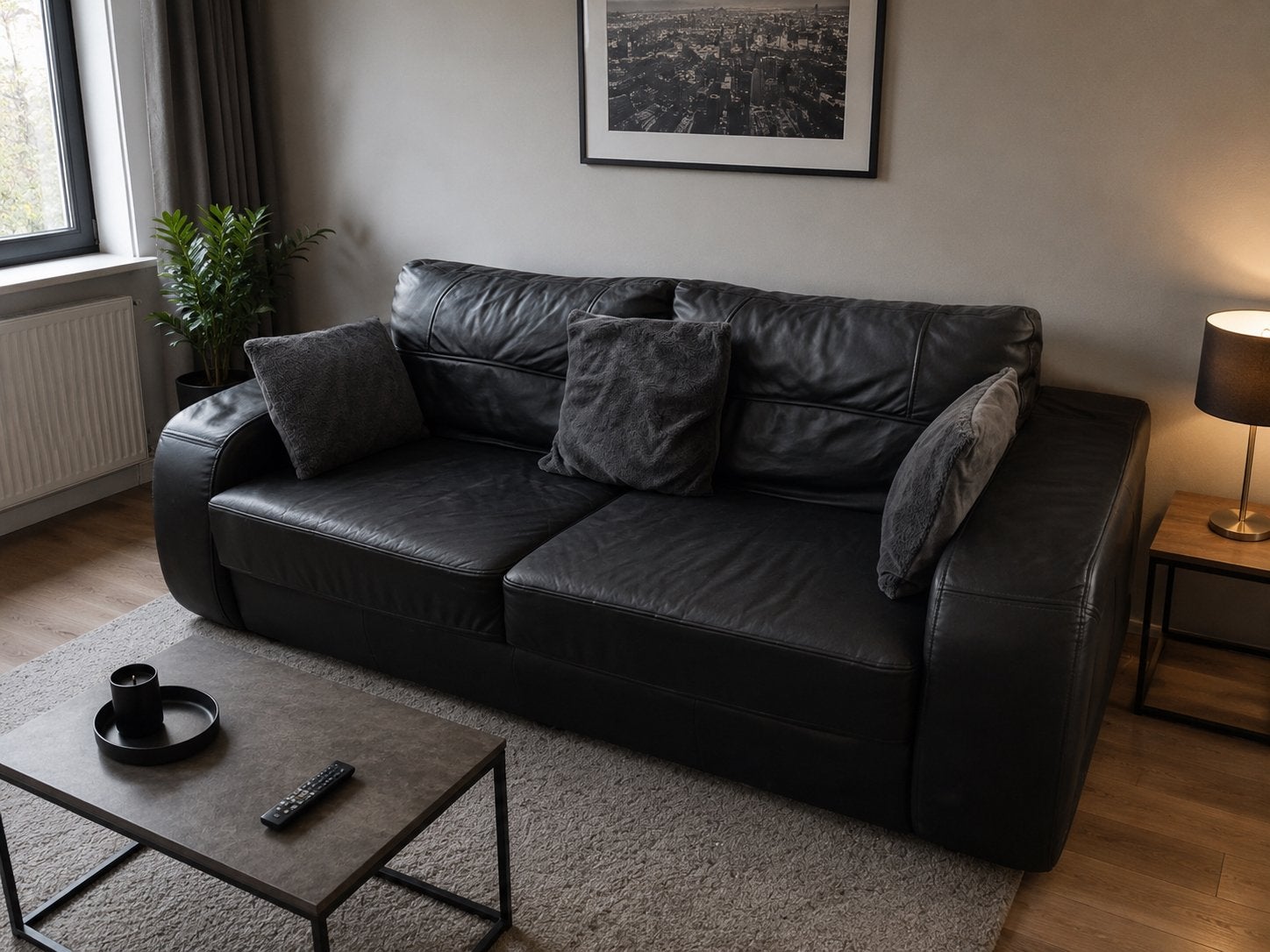 Chaise en cuir noir 200 cm, livraison gratuite, Enlèvement, Utilisé