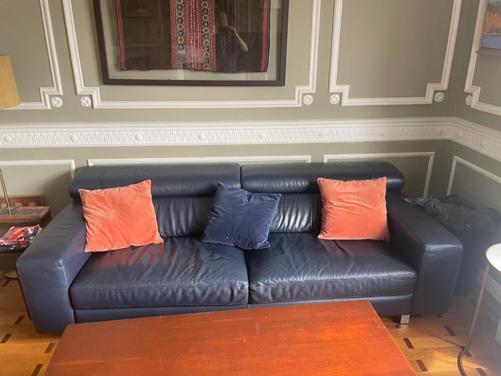 Original Poltronesofà leather sofa modern style, Trois personnes, 100 à 125 cm, 200 à 250 cm, Banc droit
