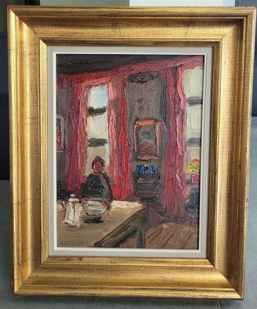 Alfons VERMEIR, de witte koffiekan, Paneel, Expressionistisch, Ophalen of Verzenden, Gesigneerd