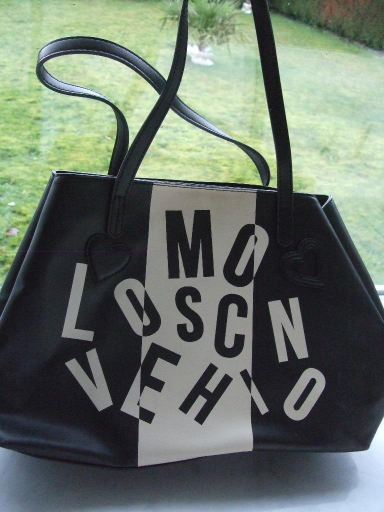 Prachtige lederen MOSCHINO handtas, Ophalen of Verzenden, Zo goed als nieuw, Zwart, Handtas
