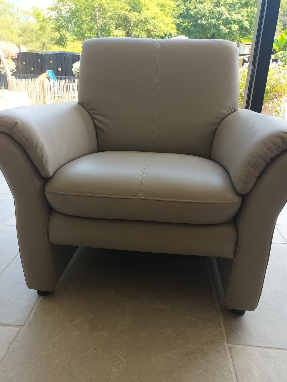 Lederen  zetel beige, Ophalen, Nieuw