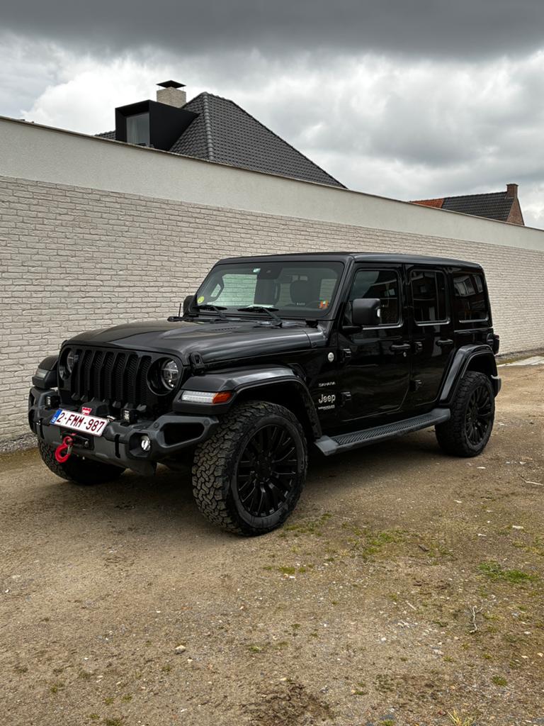 JEEP WRANGLER JL SAHARA 2.2d/lichte vracht/BTW-aftrekbaar, Auto's, Automaat, 2585 kg, Zwart, Leder