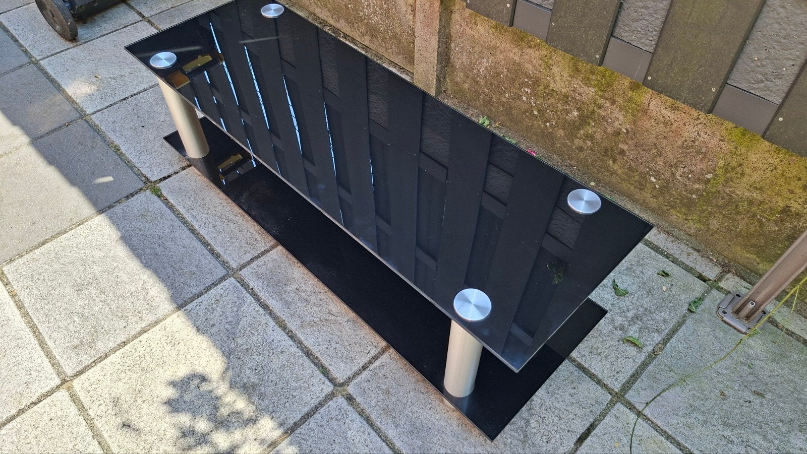Zeer mooi zwart glazen tv-meubel of woonkamertafel, Ophalen, Glas